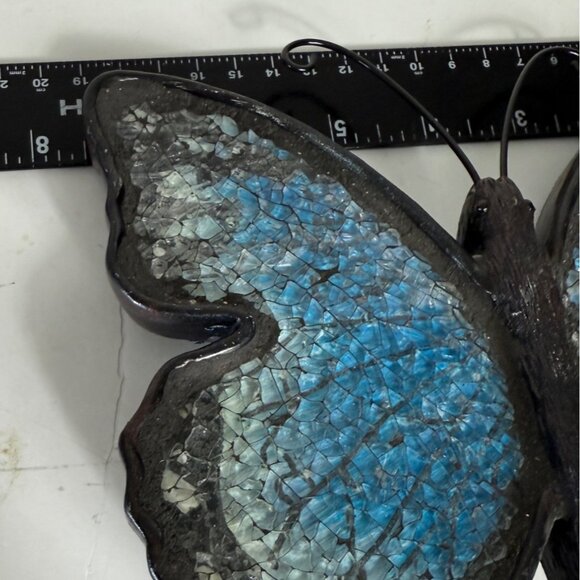 Blue Mosaic Butterfly Decor Freestanding Sculpture Indoor Outdoor Home Patio - Picture 10 of 12